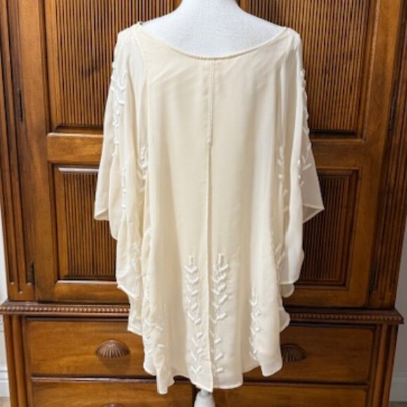 Free People Beaded Mini Cape Dress Tunic Boho Flowy Sheer Overlay Size XS - Picture 5 of 10
